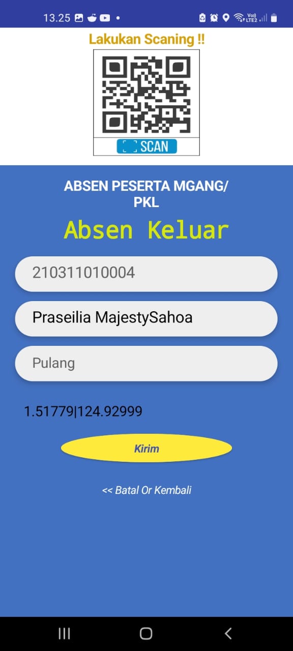 Antar Muka untuk scan barcode